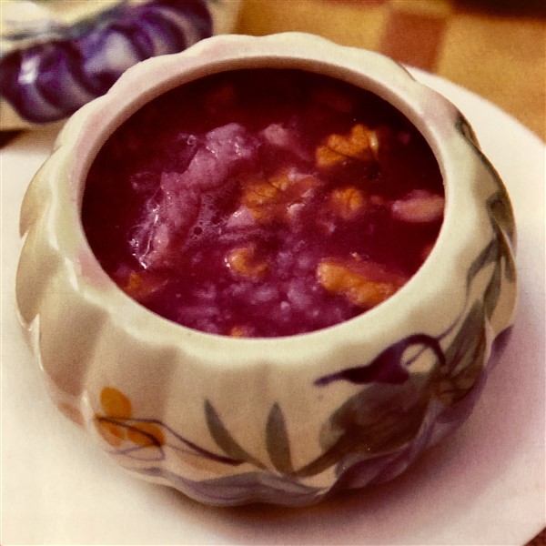 Delicious Chinese Purple Yam Congee With Walnuts And White Fungus 