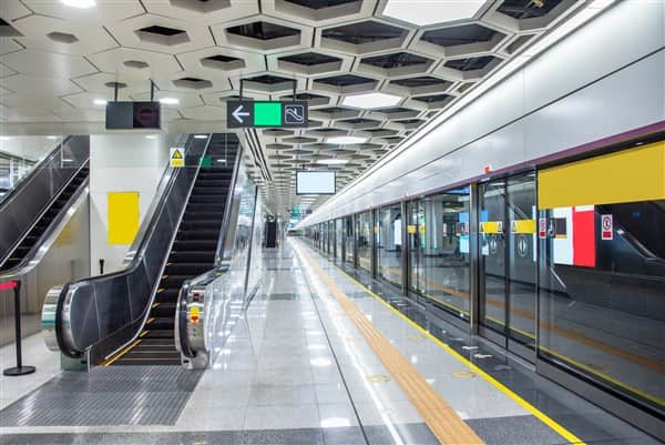 Empty Platform in Underground Subway Station in Shanghai, China