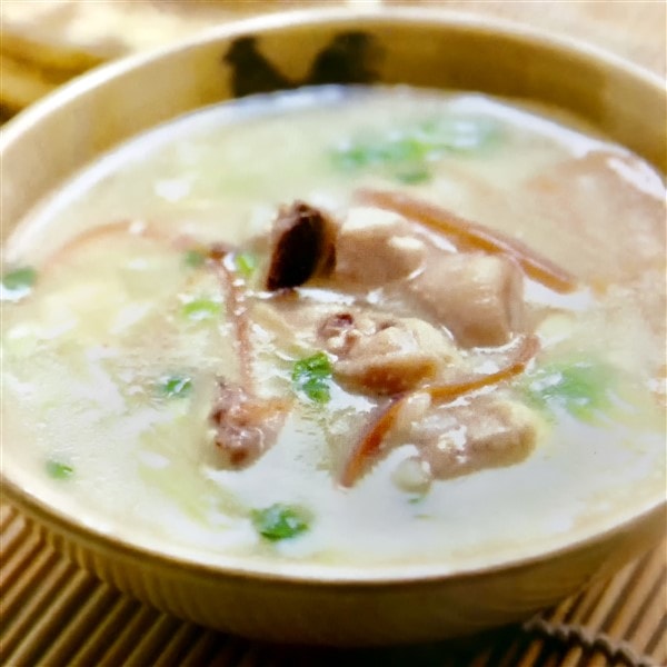 Chinese Free Run Chicken Congee Prepared For Dinner 