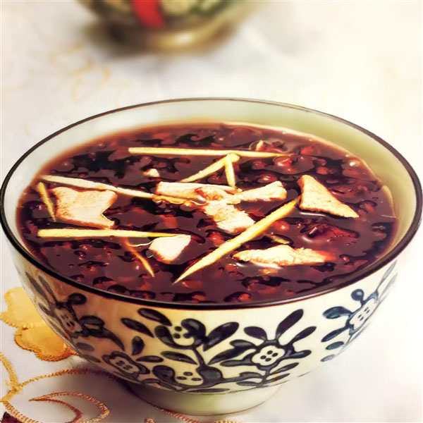 Warm And Fresh Chinese Pork Liver Congee With Black Sticky Rice