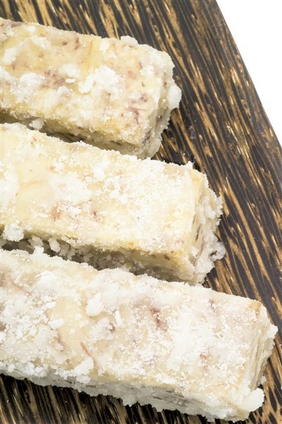 Crispy Fried Sugar Taro Served On Platter For Morning Dim Sum