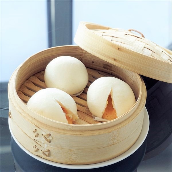 Custard Buns In Bamboo Steamer