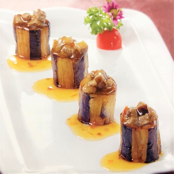 Delicious Chinese Dim Sum Stuffed Eggplant 