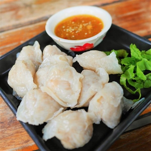 Chinese Fish Dumplings Served With Sesame Sauce
